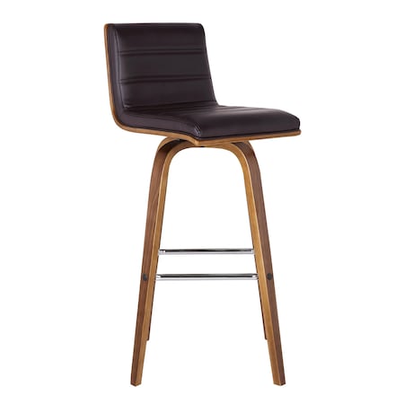 Armen Living Vienna 26" Swivel Counter Stool in Walnut Wood Finish with Brown Faux Leather LCVIBABRWA26